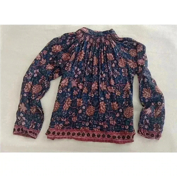 NAT Natalie Martin Size Medium Lola Blue Floral Blouse Bohemian Boho - Picture 6 of 9